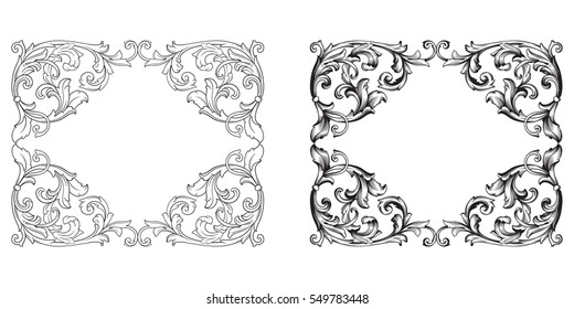 Baroque set of vintage elements for design. Decorative design element filigree calligraphy.