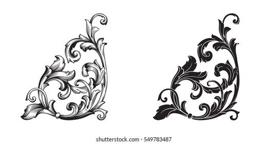 Baroque set of vintage elements for design. Decorative design element filigree calligraphy.