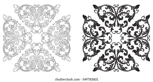 Baroque set of vintage elements for design. Decorative design element filigree calligraphy.