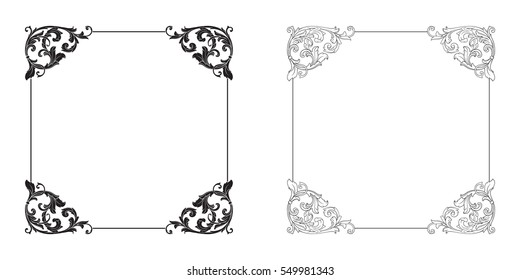 Baroque set of vintage elements for design. Decorative design element filigree calligraphy.