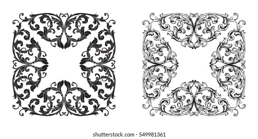 Baroque set of vintage elements for design. Decorative design element filigree calligraphy.
