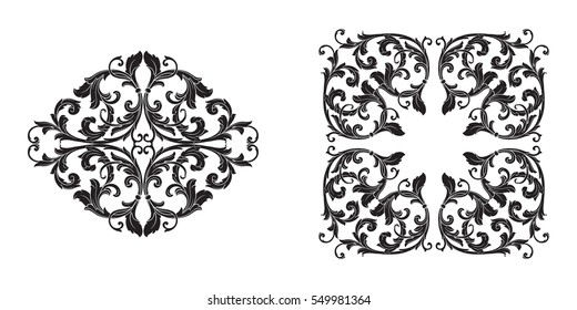 Baroque set of vintage elements for design. Decorative design element filigree calligraphy.