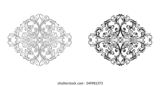 Baroque set of vintage elements for design. Decorative design element filigree calligraphy.