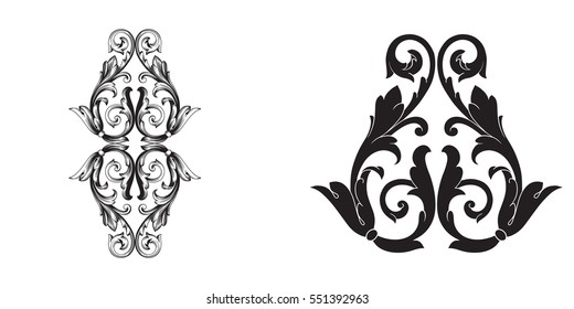 Baroque set of vintage elements for design. Decorative design element filigree calligraphy.