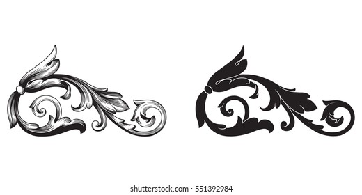 Baroque set of vintage elements for design. Decorative design element filigree calligraphy.