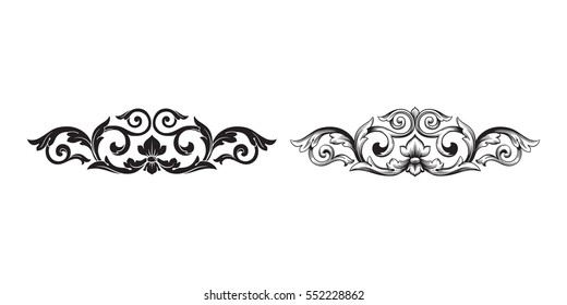 Baroque set of vintage elements for design. Decorative design element filigree calligraphy.