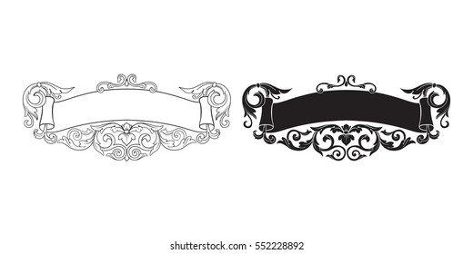 Baroque set of vintage elements for design. Decorative design element filigree calligraphy.