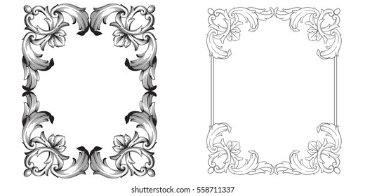 Baroque set of vintage elements for design. Decorative design element filigree calligraphy. 