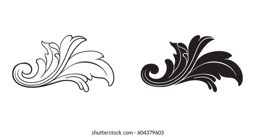 Baroque set of vintage elements for design. Decorative design element filigree calligraphy. You can use for wedding decoration of greeting card and laser cutting.