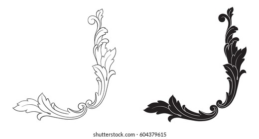 Baroque set of vintage elements for design. Decorative design element filigree calligraphy. You can use for wedding decoration of greeting card and laser cutting.