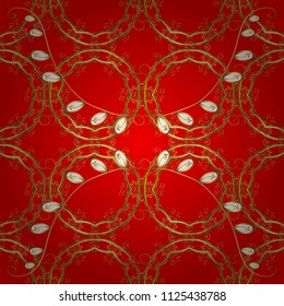In Baroque style. Beautiful pattern for Wallpapers, packaging. Patterns on red, brown and yellow colors. Vector design. Graceful, delicate ornamentation in the Rococo style. Vintage colorful patterns.