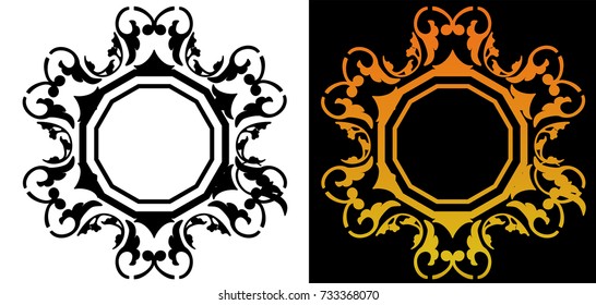 Baroque style box ruler, decorative ruler, ornament, vector data | Art Deco, Art Nouveau