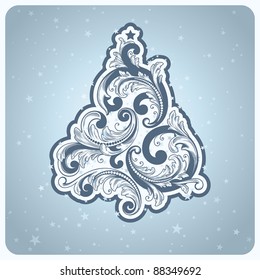 Baroque style Christmas tree. Vector illustration.