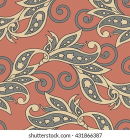 Baroque style floral pattern. Seamless vector background.