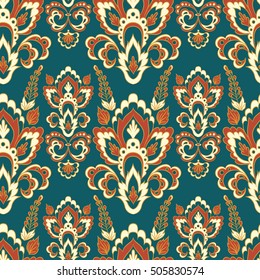 Baroque style floral wallpaper. Seamless vector pattern