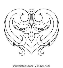 Baroque style heart shape. Decorative line art.