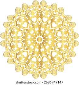 Mandala dorado de estilo barroco. Corazón de lujo y patrón floral para la Boda, invitación del día de San Valentín, o decoración romántica.
