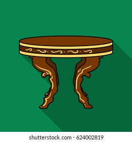 Baroque table icon in flat style isolated on white background. Furniture and home interior symbol stock vector illustration.