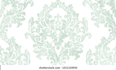 Baroque Texture Pattern Vector. Floral Ornament Decoration. Victorian Engraved Retro Design. Vintage Fabric Decors. Luxury Fabrics