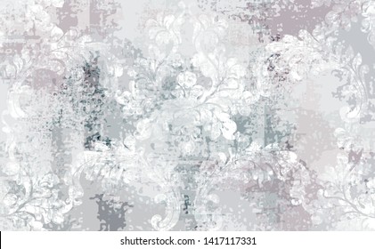 Baroque texture pattern Vector. Floral ornament decoration. Victorian engraved retro design. Vintage grunge fabric decors. Luxury fabric