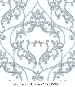 Baroque texture pattern Vector. Luxury wallpaper ornament decor. Textile, fabric, tiles. Gray colors