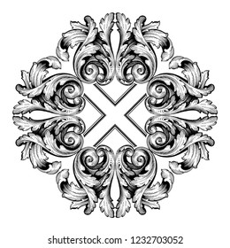 Baroque vector decorations element with flourishes calligraphic ornament. Vintage style design collection for Posters, Placards, Invitations, Banners, Badges and Logotypes.
