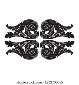 Baroque vector decorations element with flourishes calligraphic ornament. Vintage style design collection for Posters, Placards, Invitations, Banners, Badges and Logotypes.