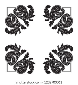 Baroque vector decorations element with flourishes calligraphic ornament. Vintage style design collection for Posters, Placards, Invitations, Banners, Badges and Logotypes.