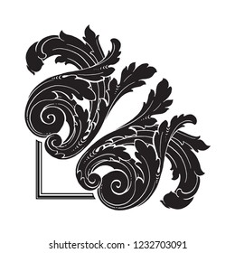 Baroque vector decorations element with flourishes calligraphic ornament. Vintage style design collection for Posters, Placards, Invitations, Banners, Badges and Logotypes.