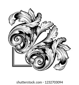 Baroque vector decorations element with flourishes calligraphic ornament. Vintage style design collection for Posters, Placards, Invitations, Banners, Badges and Logotypes.