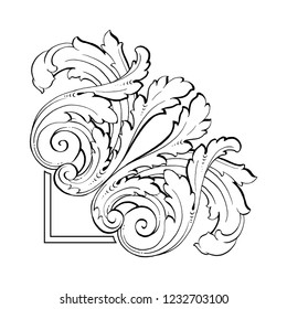 Baroque vector decorations element with flourishes calligraphic ornament. Vintage style design collection for Posters, Placards, Invitations, Banners, Badges and Logotypes.