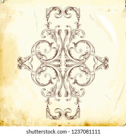 Baroque vector decorations element with flourishes calligraphic ornament. Vintage style design collection for Posters, Placards, Invitations, Banners, Badges and Logotypes. 