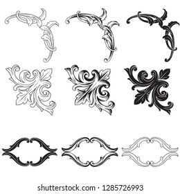 Baroque vector set of vintage elements for design. Decorative design element filigree calligraphy vector. You can use for wedding decoration of greeting card and laser cutting