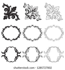 Baroque vector set of vintage elements for design. Decorative design element filigree calligraphy vector. You can use for wedding decoration of greeting card and laser cutting