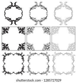 Baroque vector set of vintage elements for design. Decorative design element filigree calligraphy vector. You can use for wedding decoration of greeting card and laser cutting