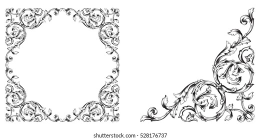 Baroque vector set of vintage elements for design. Decorative design element filigree calligraphy vector. You can use for wedding decoration of greeting card and laser cutting. 