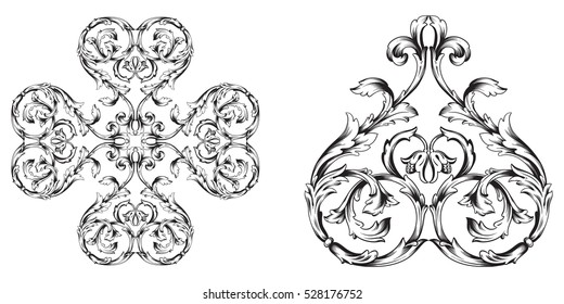 Baroque vector set of vintage elements for design. Decorative design element filigree calligraphy vector. You can use for wedding decoration of greeting card and laser cutting. 