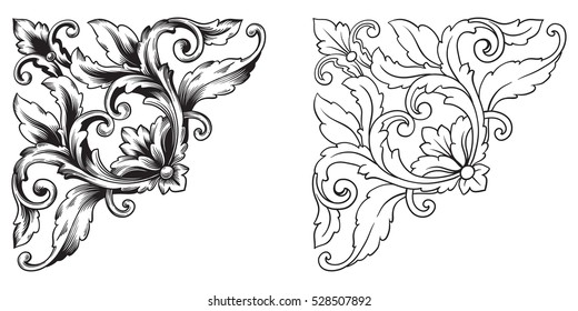 Baroque vector set of vintage elements for design. Decorative design element filigree calligraphy vector. You can use for wedding decoration of greeting card and laser cutting.