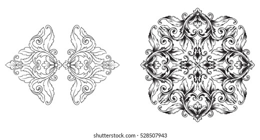 Baroque vector set of vintage elements for design. Decorative design element filigree calligraphy vector. You can use for wedding decoration of greeting card and laser cutting.