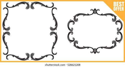 Baroque vector set of vintage elements for design. Decorative design element filigree calligraphy vector. You can use for wedding decoration of greeting card and laser cutting.