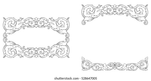 Baroque vector set of vintage elements for design. Decorative design element filigree calligraphy vector. You can use for wedding decoration of greeting card and laser cutting.