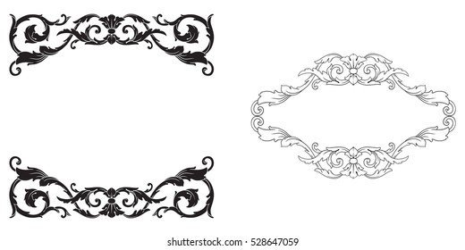 Baroque vector set of vintage elements for design. Decorative design element filigree calligraphy vector. You can use for wedding decoration of greeting card and laser cutting.