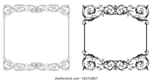 Baroque vector set of vintage elements for design. Decorative design element filigree calligraphy vector. You can use for wedding decoration of greeting card and laser cutting.