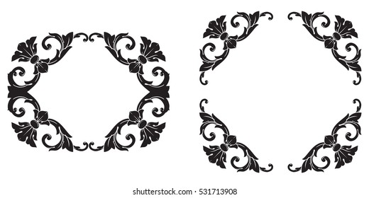 Baroque vector set of vintage elements for design. Decorative design element filigree calligraphy vector. You can use for wedding decoration of greeting card and laser cutting.