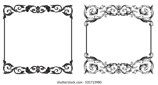 Baroque vector set of vintage elements for design. Decorative design element filigree calligraphy vector. You can use for wedding decoration of greeting card and laser cutting.