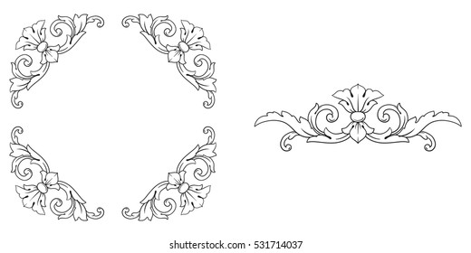 Baroque vector set of vintage elements for design. Decorative design element filigree calligraphy vector. You can use for wedding decoration of greeting card and laser cutting.