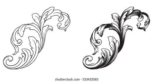 Baroque vector set of vintage elements for design. Decorative design element filigree calligraphy vector. You can use for wedding decoration of greeting card and laser cutting.