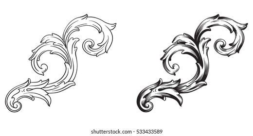 Baroque vector set of vintage elements for design. Decorative design element filigree calligraphy vector. You can use for wedding decoration of greeting card and laser cutting.