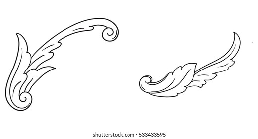 Baroque vector set of vintage elements for design. Decorative design element filigree calligraphy vector. You can use for wedding decoration of greeting card and laser cutting.