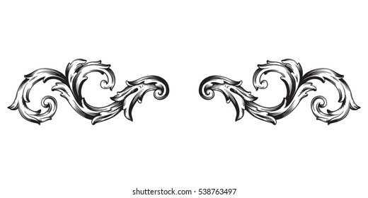 Baroque vector set of vintage elements for design. Decorative design element filigree calligraphy vector. You can use for wedding decoration of greeting card and laser cutting.